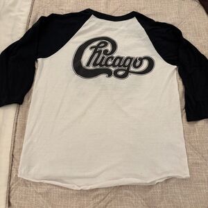 RARE NEVER WORN Vintage 1983 Chicago On Tour Raglan T-Shirt Black White Large